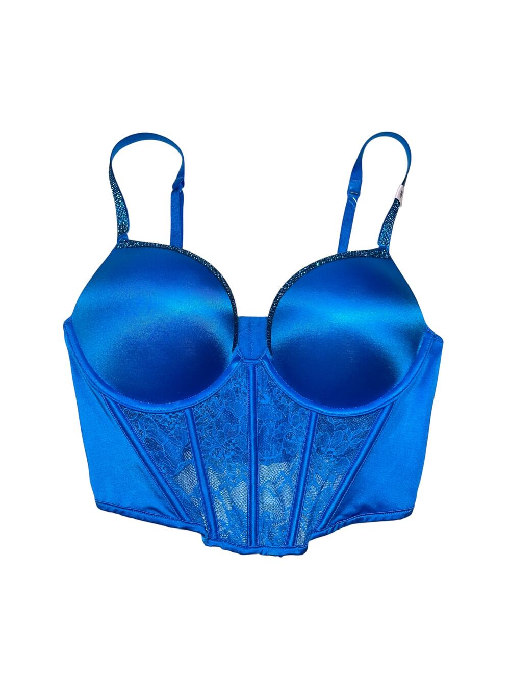 Victoria's Secret Bombshell Shine Strap Push-Up Corset Top Shocking Blue 34A